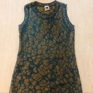 Missoni knit tank top teal gold metallic